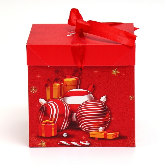 Новый год. Коробка подарочная новогодняя складная Новый год. Коробка подарочная новогодняя складная "Игрушки" 15х15х15 см.