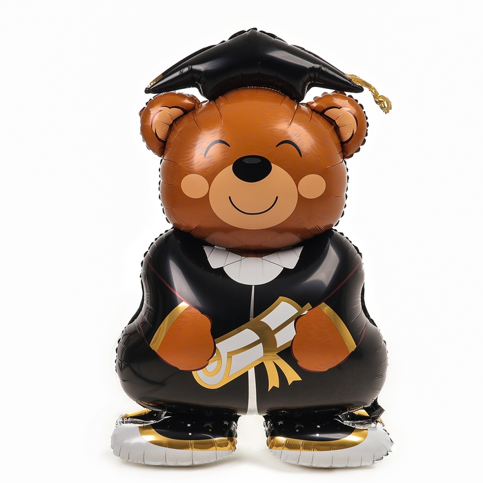 Шар фольгированный 58 Шар фольгированный 58" «Мишка студент», на подставке, под воздух