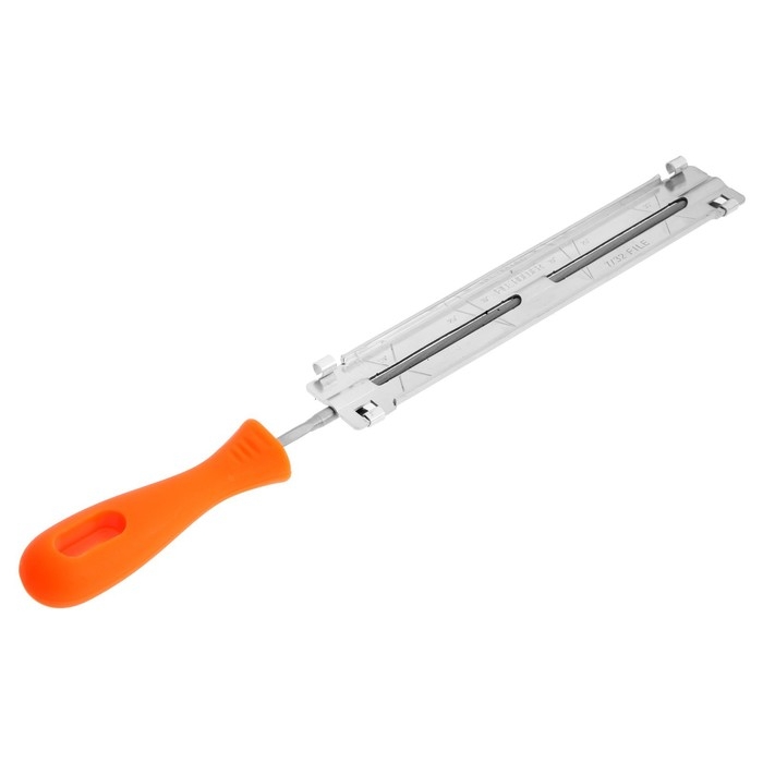 Набор для заточки цепей пил ТУНДРА, сталь ШХ15, шаг 3/8 Набор для заточки цепей пил ТУНДРА, сталь ШХ15, шаг 3/8", паз 1.3-1.6 мм, d=5.5 мм, плашка