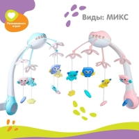 Мобиль музыкальный на кроватку «Нежные птички», с ночником + пульт, цвет МИКС