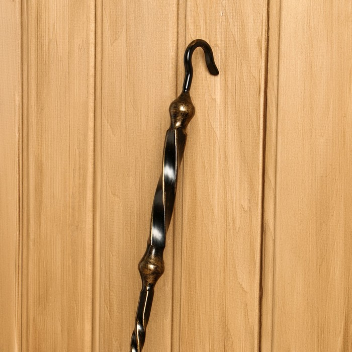 Каминный набор КН-6-2 кованый, цвет бронза, 4 предмета: кочерга, щипцы, совок, метёлка