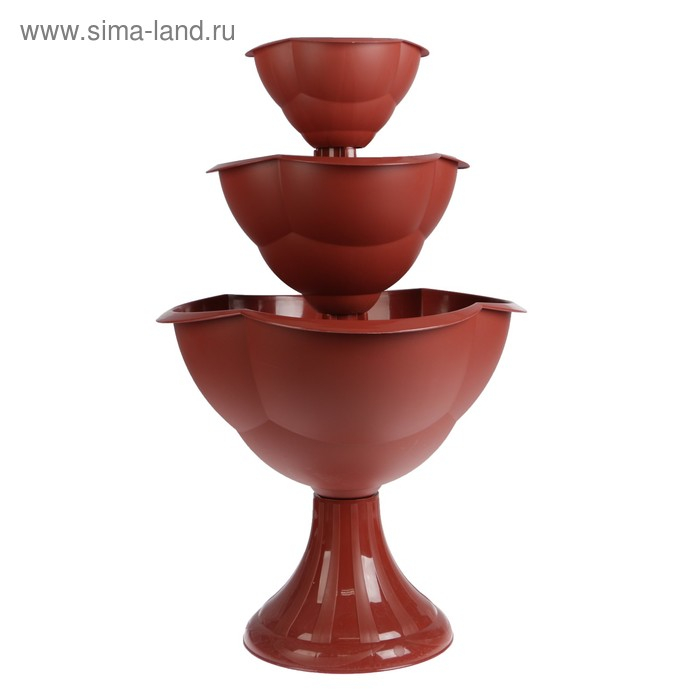 Клумба пластиковая, 3 яруса, d = 27–40–55 см, h = 90 см, коричневая, «Водопад» Клумба пластиковая, 3 яруса, d = 27–40–55 см, h = 90 см, коричневая, «Водопад»