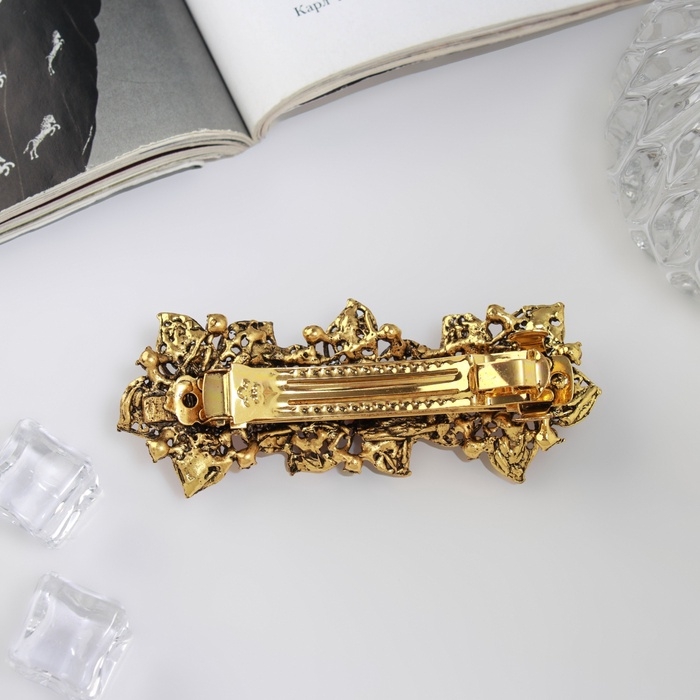 Заколка-автомат Заколка-автомат "Молли" цветы, 9,5 см, золото