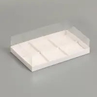 Коробка для муссовых пирожных 6 штук, 26&times;17&times;6 см, белый