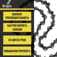 Цепь для бензопилы ТУНДРА, 12", 300 мм, ширина паза 1.3 мм, шаг 3/8", 45 звеньев