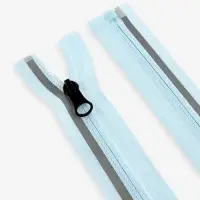 Молния &laquo;Спираль&raquo;, №5, разъёмная, со светоотражающей полосой, замок автомат, 60 см, голубая