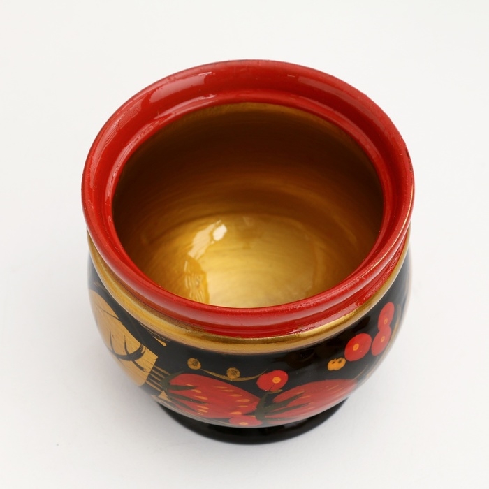 Солонка «Ягодка», с крышкой, большая, 10×8 см, хохлома Солонка «Ягодка», с крышкой, большая, 10×8 см, хохлома