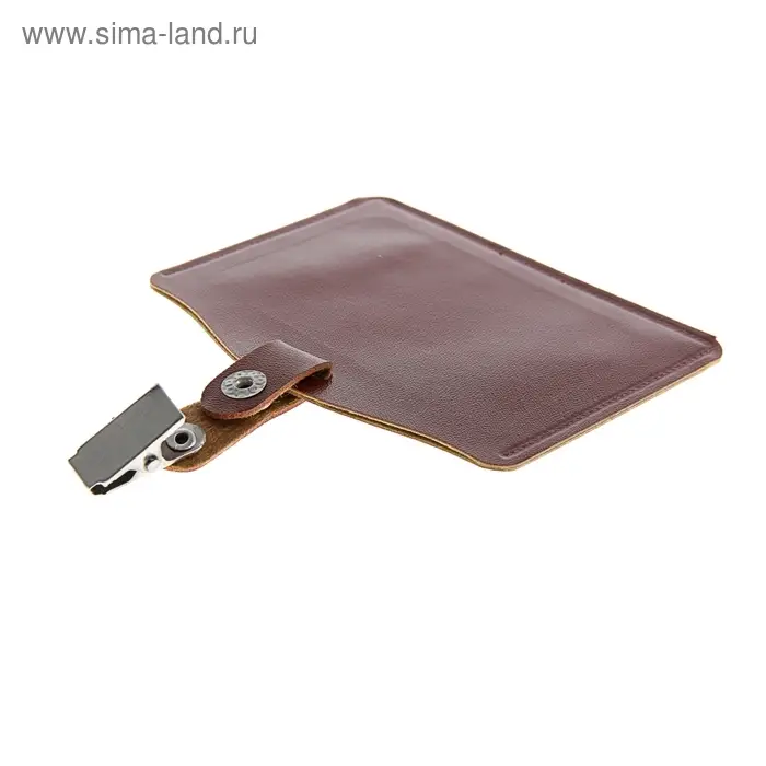 Бейдж - карман, кожзам, горизонтальный, внешний размер 105×80 мм, внутренний размер 85×50 мм, с зажимом, на кнопке Бейдж - карман, кожзам, горизонтальный, внешний размер 105×80 мм, внутренний размер 85×50 мм, с зажимом, на кнопке
