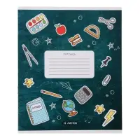 Тетрадь 12 листов в линейку Calligrata &laquo;Школа&raquo;, обложка мелованный картон, МИКС
