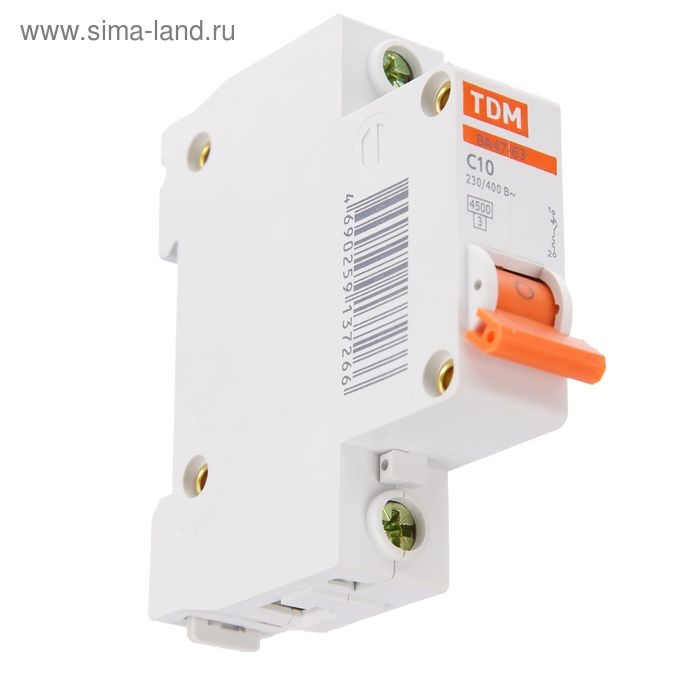 Выключатель автоматический TDM ВА47-63, 1п, 10 А, 4.5 кА Выключатель автоматический TDM ВА47-63, 1п, 10 А, 4.5 кА