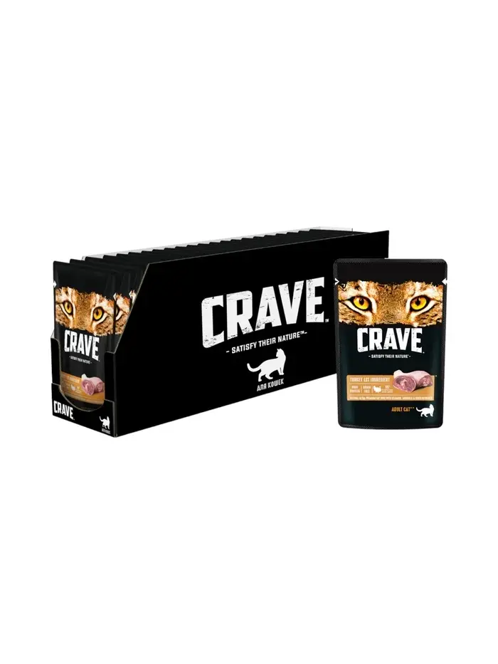 Влажный корм Crave для кошек, пауч индейка в желе, 70г Влажный корм Crave для кошек, пауч индейка в желе, 70г