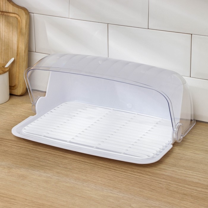 Хлебница пластиковая «Рондо», 34,5×27,3×16,5 см, цвет белый