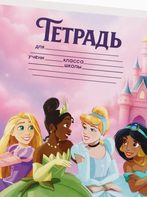 Тетрадь 12 листов, частая косая линейка &laquo;Принцессы&raquo;