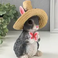 Копилка для денег &laquo;Зайчик в шляпе с бабочкой&raquo;, 19&times;13&times;12 см, серый