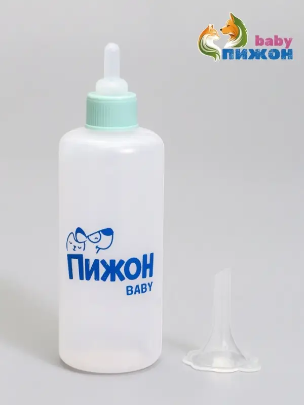 Бутылочка для вскармливания животных &laquo;Пижон&raquo;, 100 мл, с мерной шкалой, соска, воронка, синяя