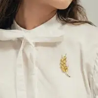 Брошь маленькая &laquo;Колосок&raquo;, жёлтая в золоте