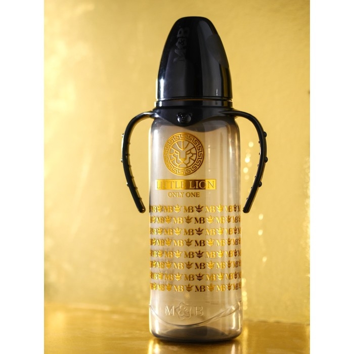 Бутылочка для кормления «Little lion», классическое горло, с ручками, 250 мл., от 0 мес., Золотая коллекция