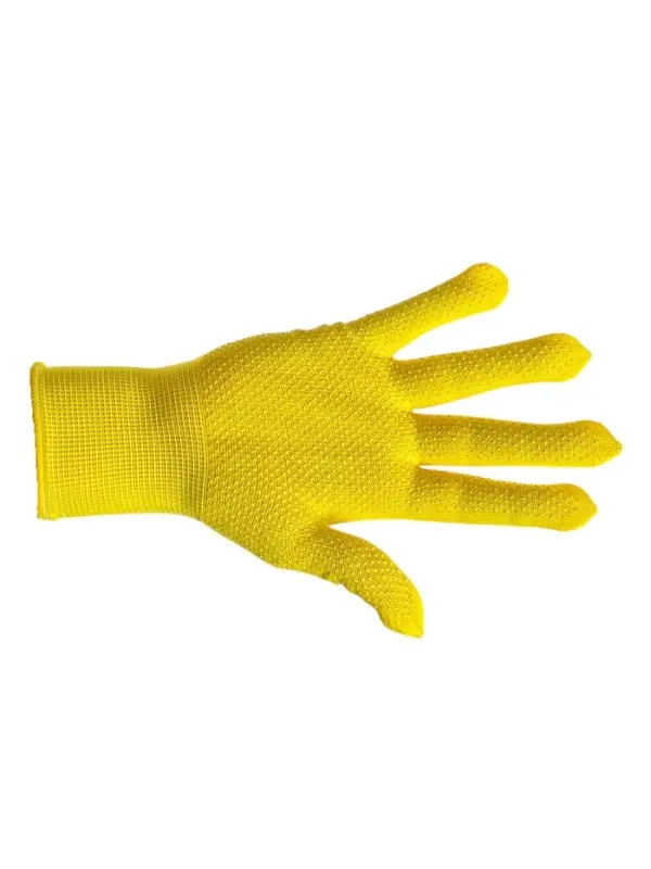 Перчатки рабочие, х/б, с нейлоновой нитью, с ПВХ точками, размер 9, жёлтые, Greengo