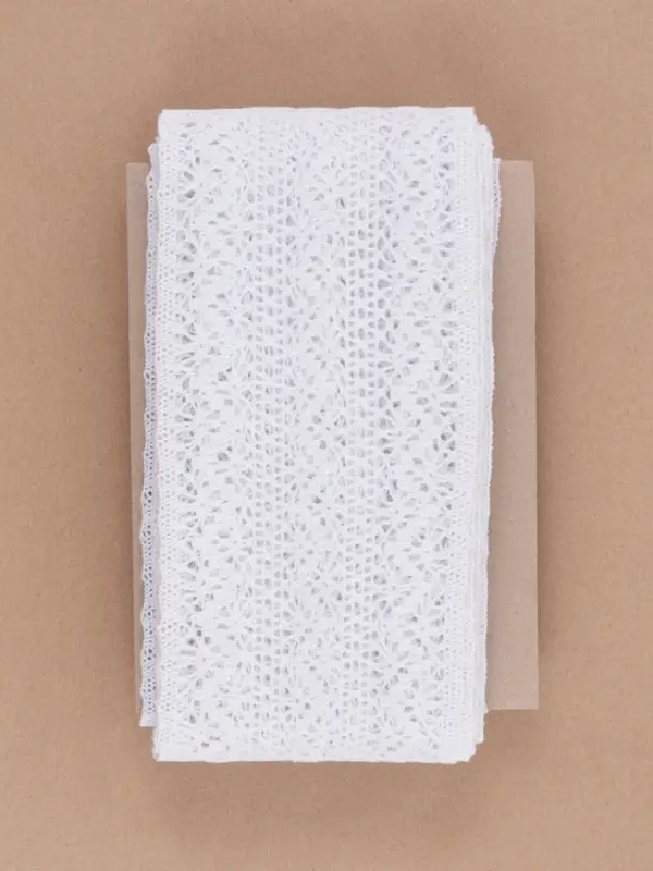 Кружево вязаное, 115 мм &times; 10 &plusmn; 1 м, цвет белый