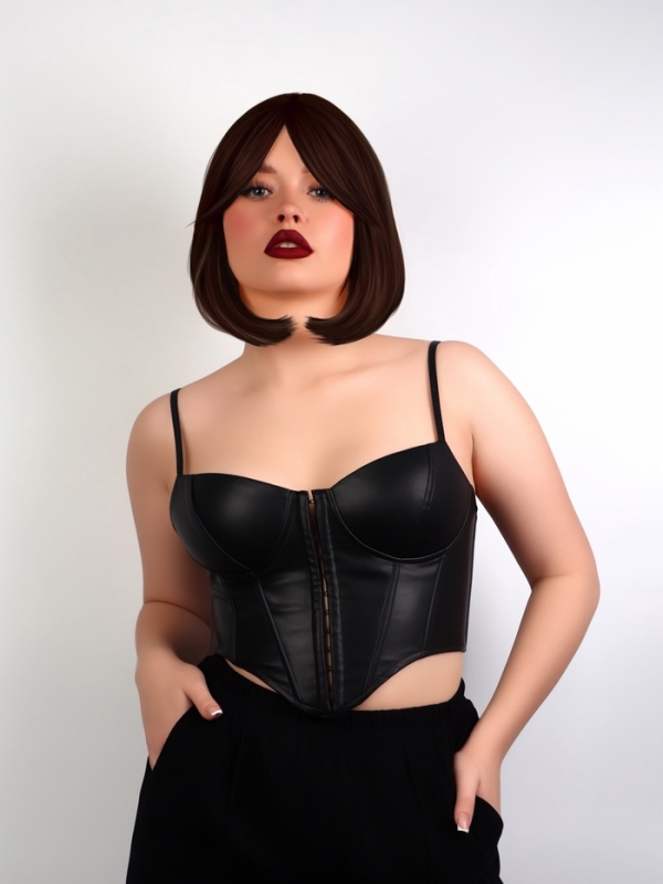 Парик искусственный, с чёлкой, имитация кожи, 30 см, цвет каштановый Парик искусственный, с чёлкой, имитация кожи, 30 см, цвет каштановый