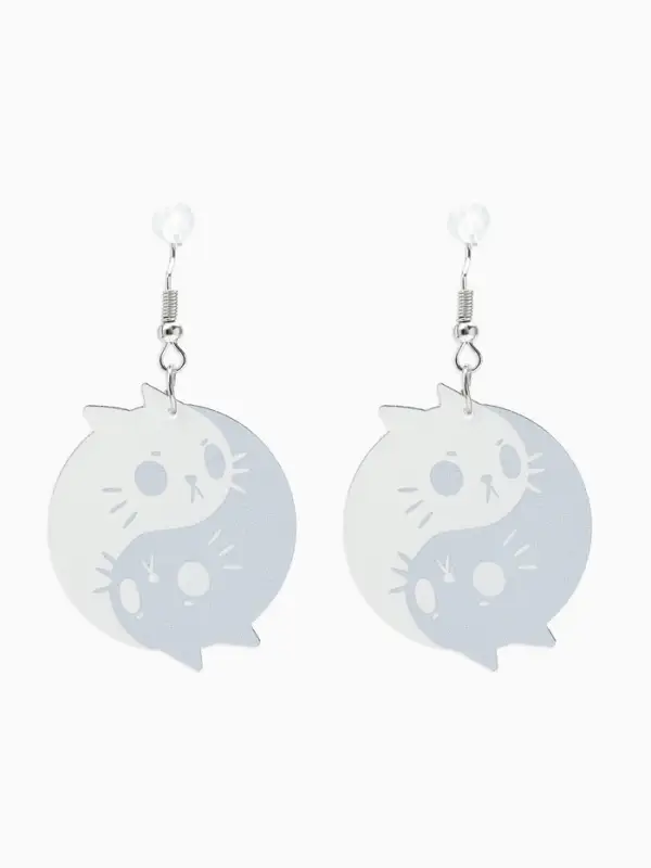 Серьги акриловые &laquo;Инь-ян&raquo;, котики, чёрно-белые