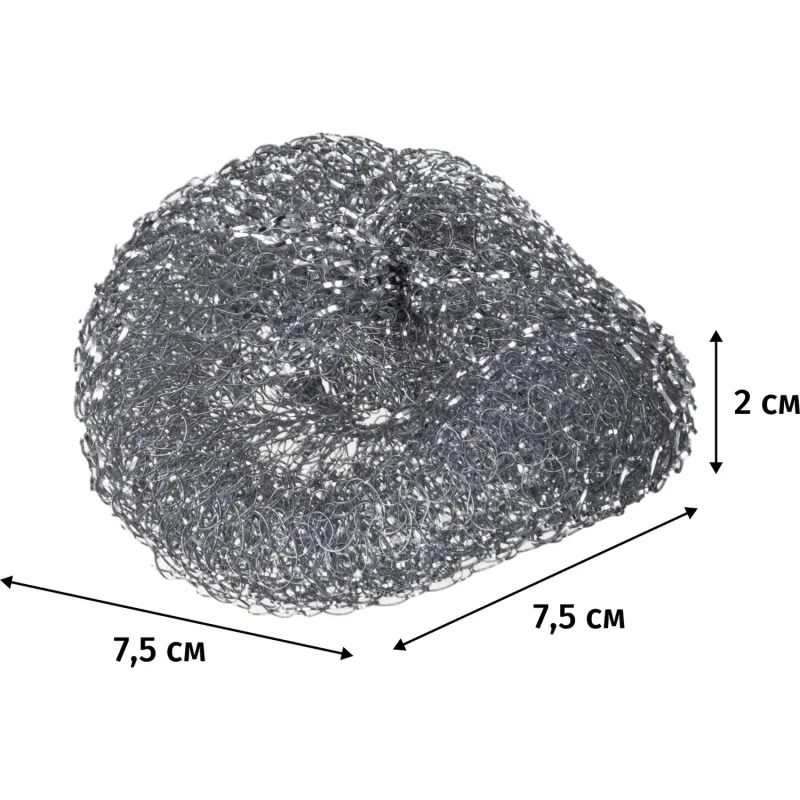 Губка-мочалка металлическая средняя D=7,5 см. вес=14гр. 3шт./уп. PACLAN