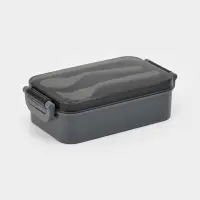 Ланч-бокс, 2 отделения, 2 яруса, с вилкой и ложкой, бутылкой 500мл,20х17х5,5 см, цвет серый   109495