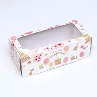 Коробка самосборная, с окном, &laquo;С Днём Рождения!&raquo; 16 х 35 х 12 см.