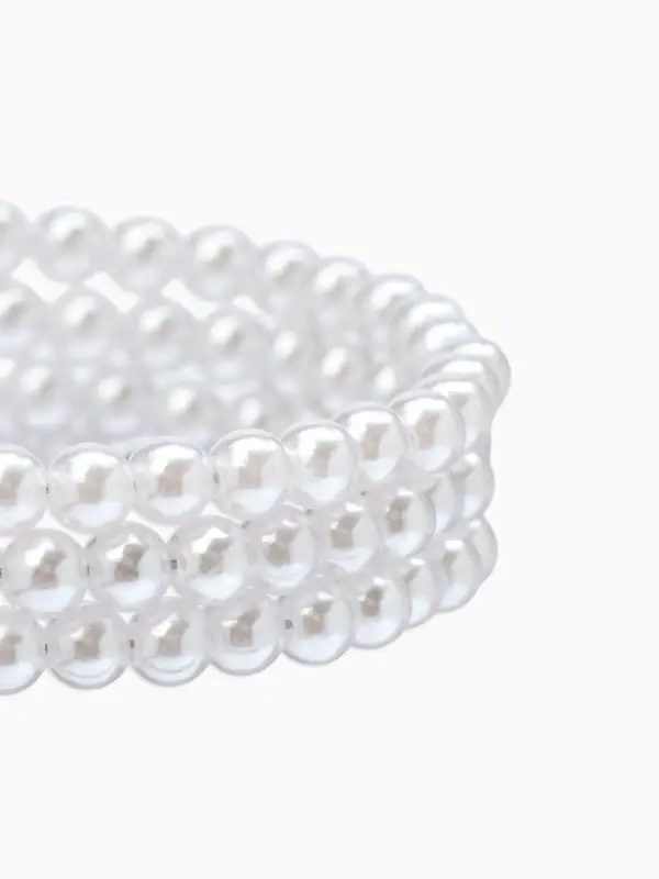 Браслет пружинка &laquo;Жемчуг. Невеста&raquo;, d=5.5 см, бусина 5 мм, 3 ряда, белый