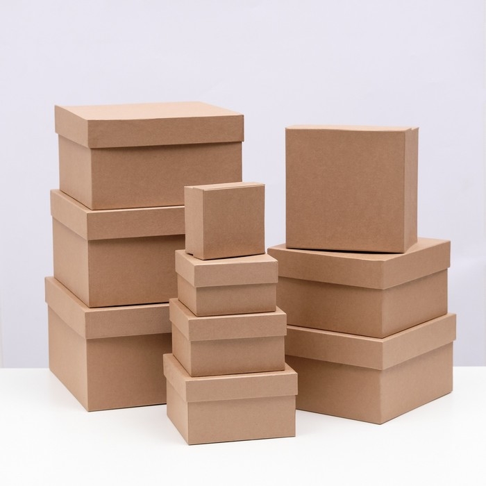 Набор квадратных коробок крафт 10 в 1, 28 х 28 х 15см - 10 х 10 х 6 см Набор квадратных коробок крафт 10 в 1, 28 х 28 х 15см - 10 х 10 х 6 см