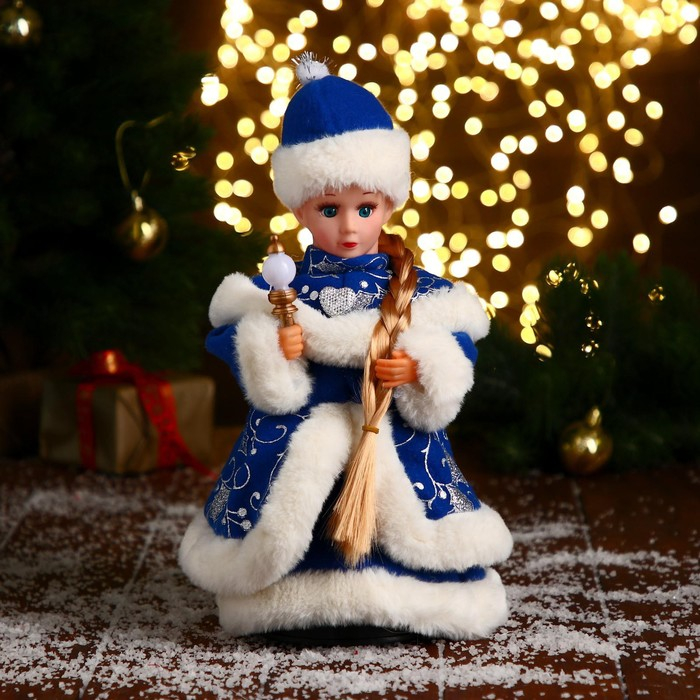 Снегурочка  Снегурочка "В синей шубке с сердечком" двигается, 30 см
