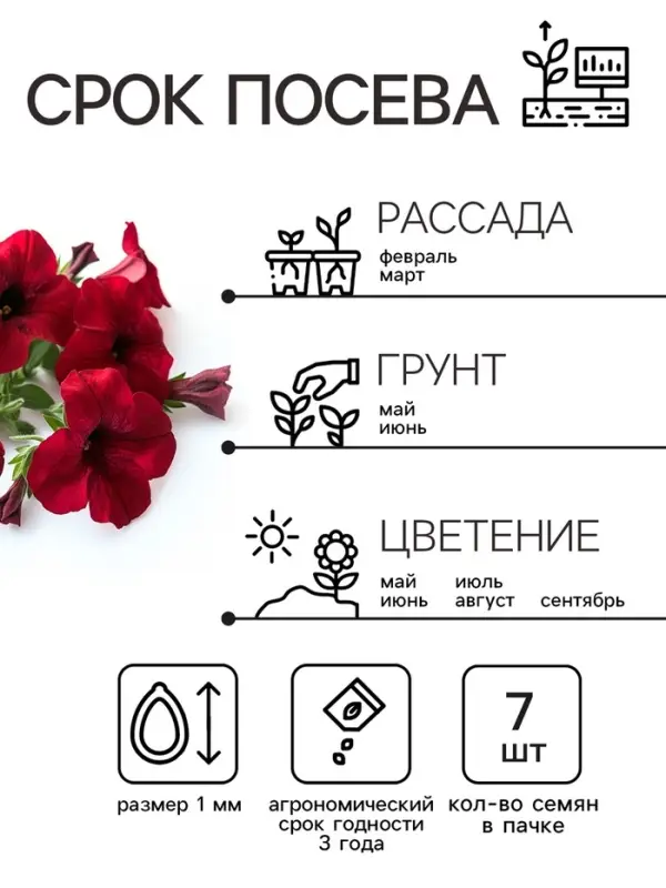Семена цветов Петуния &laquo;Мамбо&raquo;, F1, пурпурная, многоцветковая, 7 шт., &laquo;Аэлита&raquo;