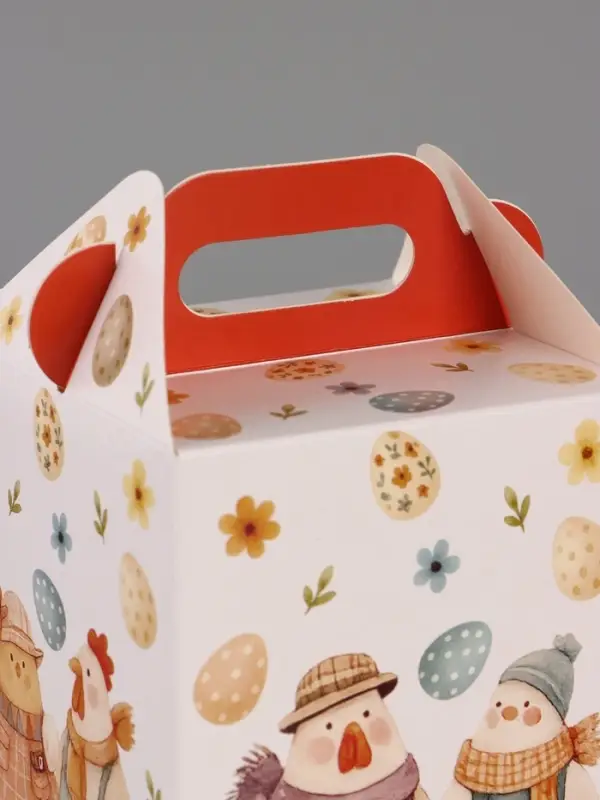 Пасхальная коробочка с окном и с ручкой "Курочки" 10 х 10 х 15 см
