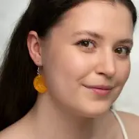 Серьги пластик &laquo;Новогодние дольки мандарина&raquo;, размер МИКС, оранжевые