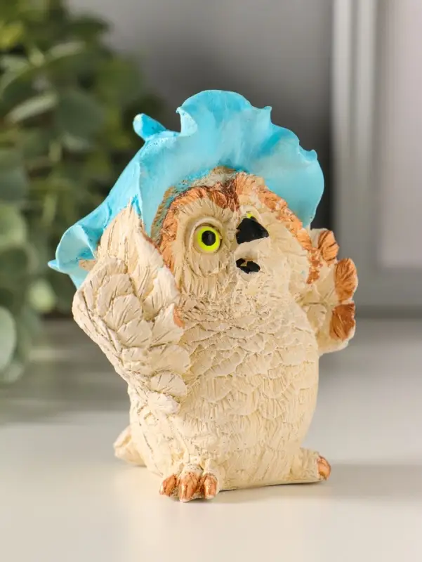 Статуэтка "Сова в панаме" 10х8 см,  цветная