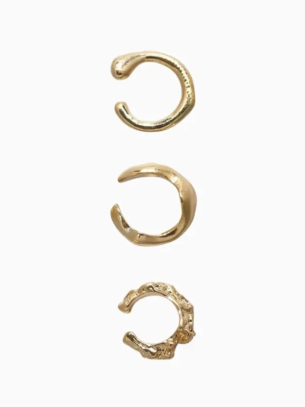 Серьги &laquo;Каффы&raquo;, набор 3 шт. мятый, цвет золото