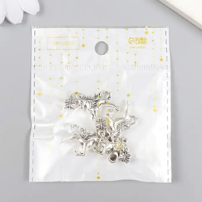 Бейл с подвеской металл для творчества "Единорог" серебро 3,6 см