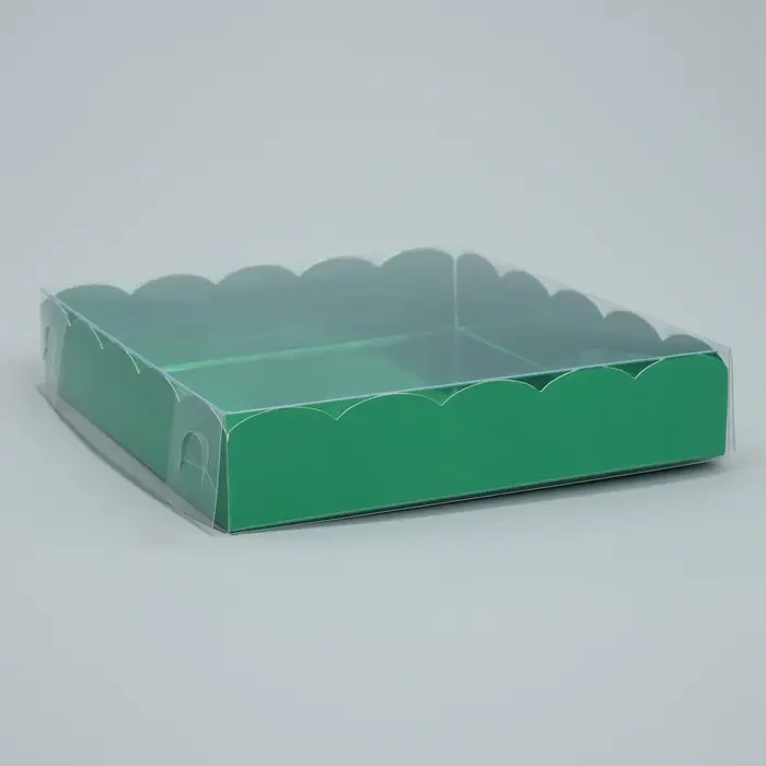 Коробка для печенья, кондитерская упаковка с PVC крышкой, «Зеленая», 15 х 15 х 3 см Коробка для печенья, кондитерская упаковка с PVC крышкой, «Зеленая», 15 х 15 х 3 см