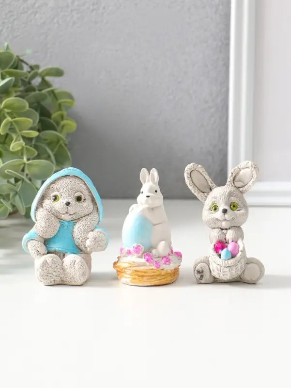 Набор фигурок пасхальных 3 шт. &laquo;Милые кролики&raquo;, 6&times;5 см