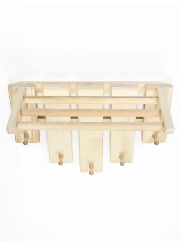 Полка-вешалка для бани и сауны, 55&times;27&times;39 см, деревянная, 5 крючков