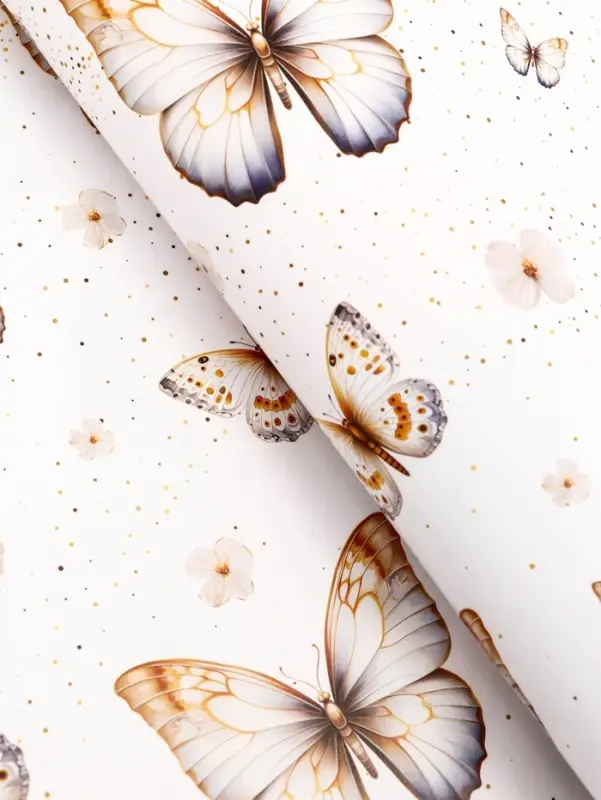 Бумага упаковочная, белая &laquo;Бабочки&raquo;, 40&times;60 см