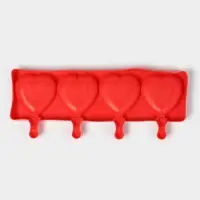 Форма для мороженого &laquo;Сердца&raquo;, силикон, 37&times;15&times;2.5 см, 4 ячейки (9.2&times;8.4 см), МИКС