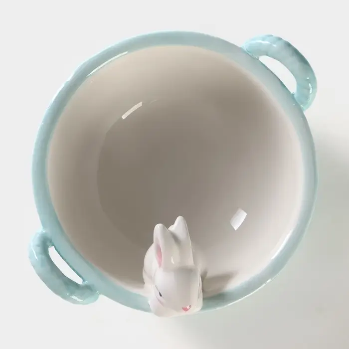 Конфетница Доляна &laquo;Зайка&raquo;, 19.5&times;16.5&times;12.5 см, доломит, голубая