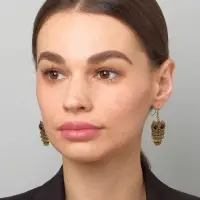 Серьги металл Art совушка, чёрные в чернёном золоте