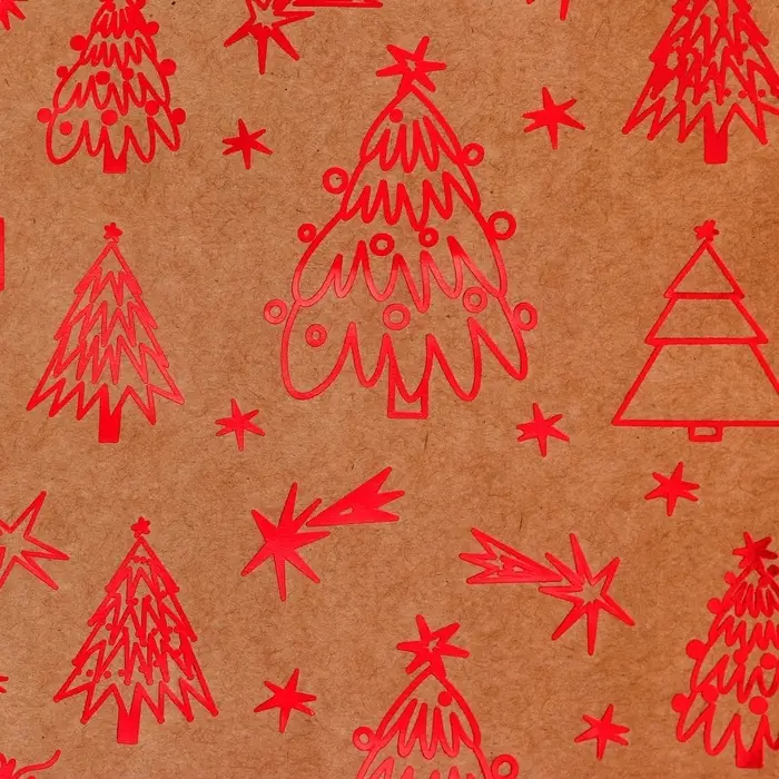 Пакет крафт с тиснением, круглая ручка, Пакет крафт с тиснением, круглая ручка, "Ёлочки" 21 х 27 х 11 см, 120 г