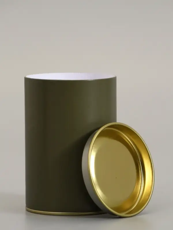 Тубус 73&times;110 мм (90 мм внутренняя высота), картон, хаки, металлическая крышка