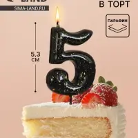 Свеча в торт &laquo;Черные брызги&raquo;, цифра 5