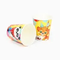 Стакан одноразовый бумажный «С Днём рождения, весёлые зверята», желтый, 250 мл Стакан одноразовый бумажный «С Днём рождения, весёлые зверята», желтый, 250 мл