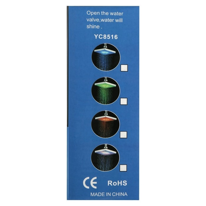 Лейка стационарная ZEIN Z3194, с LED подсветкой, 3 цвета, пластик, хром