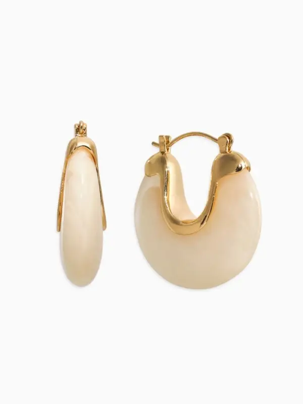 Серьги акрил "Стиль" подкова, цвет белый в золоте